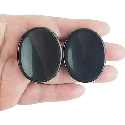 Black Obsidian Crystal Thumb / Worry Stone from India - TK Emporium