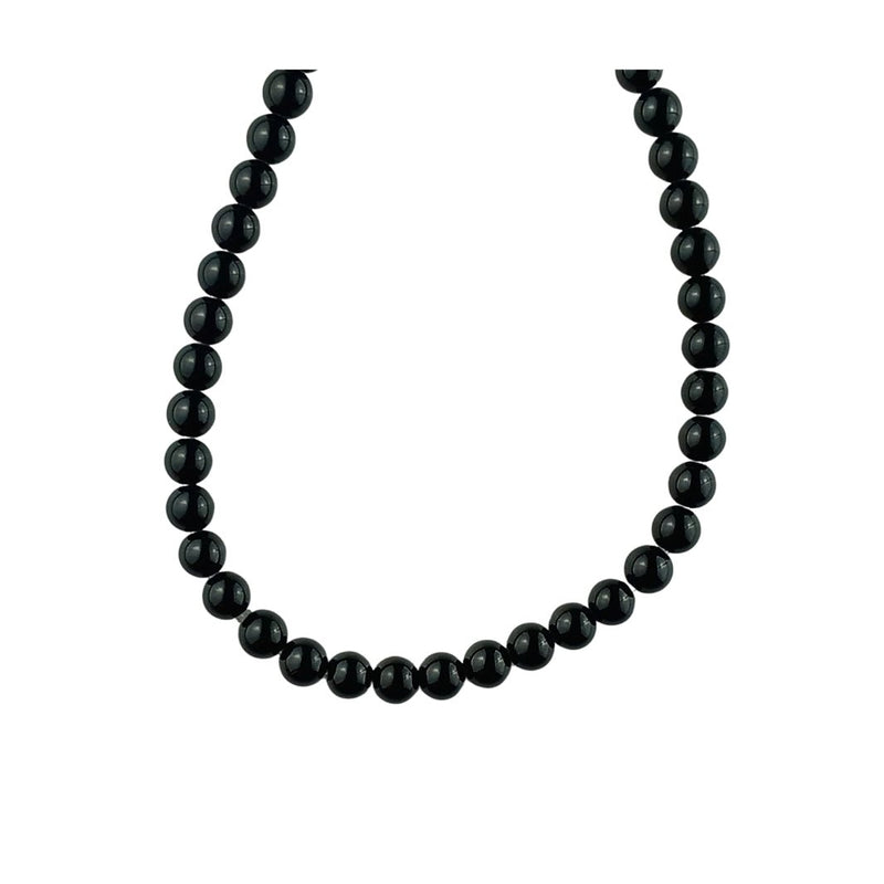 Black Tourmaline Big Hole 8 mm Gemstone Beads with Large 2 mm Hole - TK Emporium