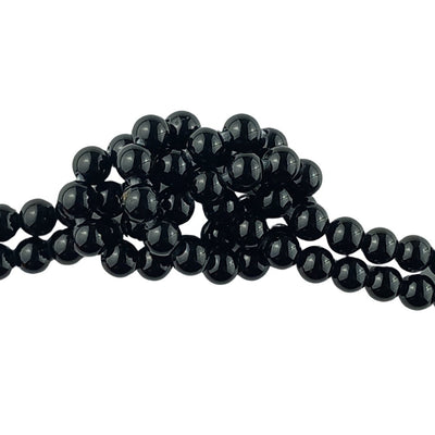 Black Tourmaline Big Hole 8 mm Gemstone Beads with Large 2 mm Hole - TK Emporium
