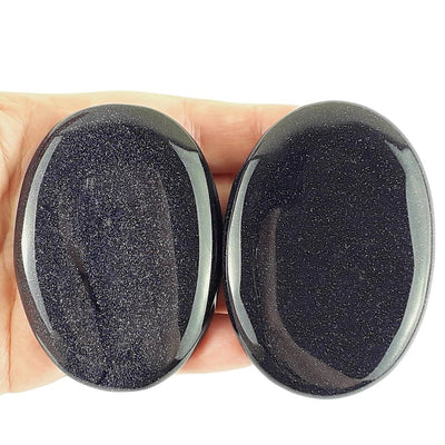 Blue Goldstone Crystal Palm Stones from China - Choice of Sizes - TK Emporium