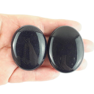 Blue Goldstone Crystal Palm Stones from China - Choice of Sizes - TK Emporium