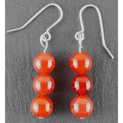 Carnelian 8 mm Orange Gemstone Crystal Drop Earrings - Choice of Hooks - TK Emporium