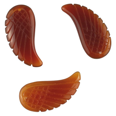 Carnelian Carved Feather Shape Orange Gemstone Bead - 1 mm Hole - TK Emporium