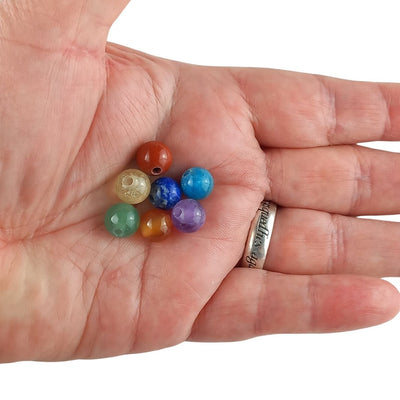 Chakra 7 Stone Big Hole 8 mm Gemstone Beads with Large 2 mm Hole - TK Emporium