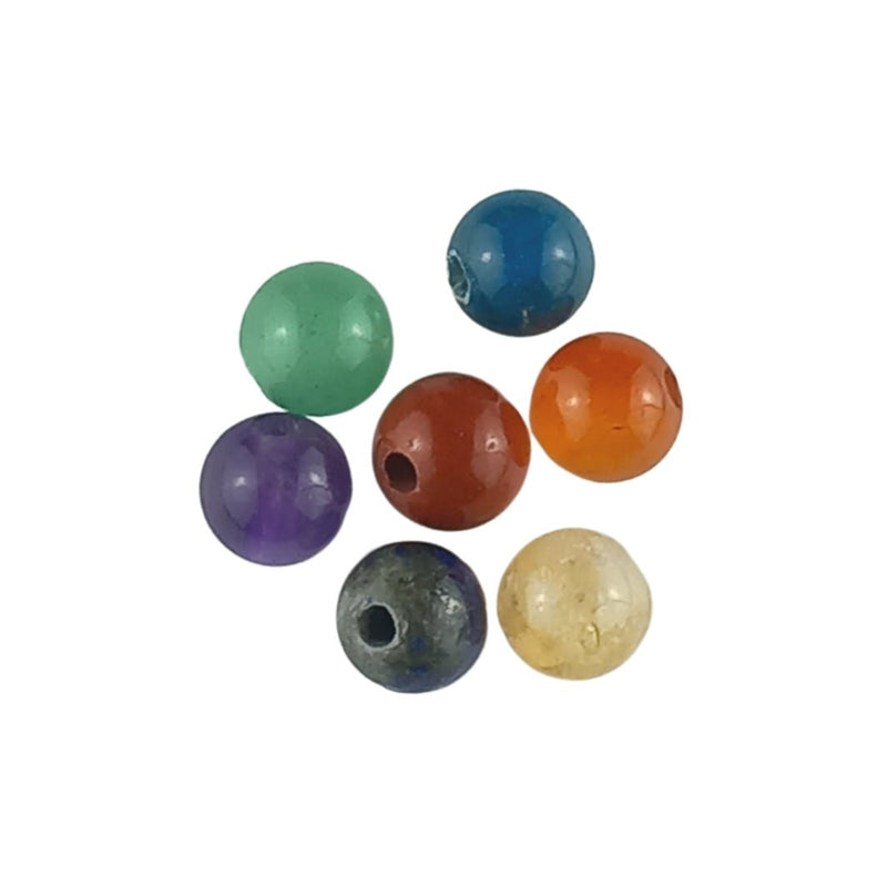 Chakra 7 Stone Big Hole 8 mm Gemstone Beads with Large 2 mm Hole - TK Emporium