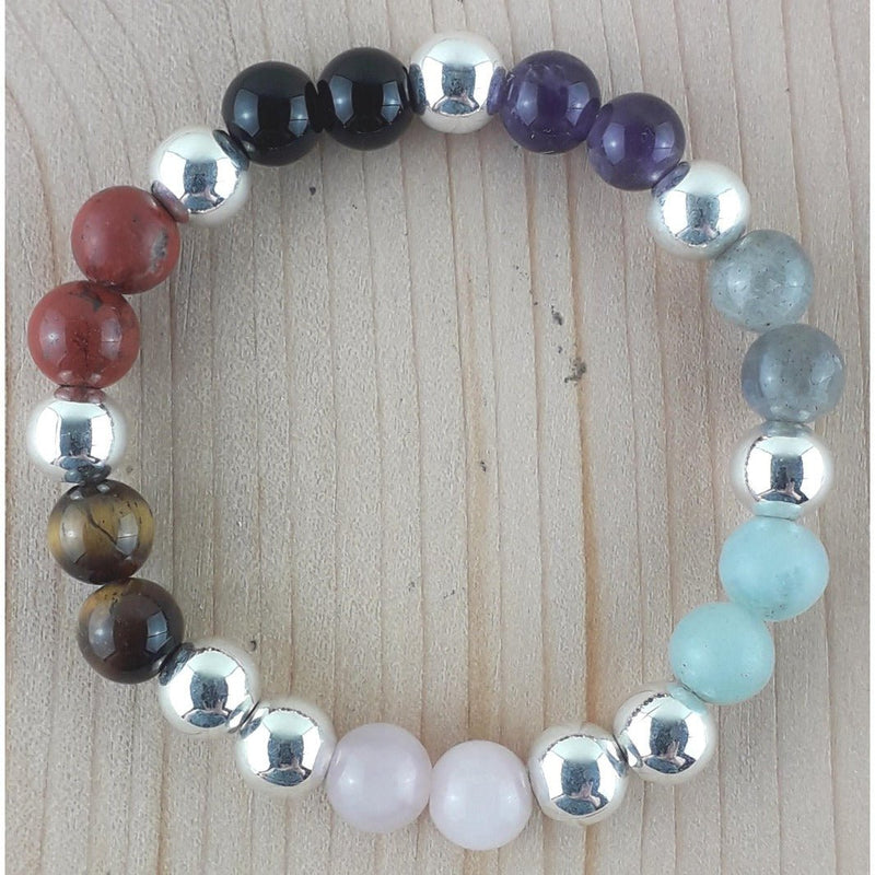 Chakra 8 mm Gemstone Beads Crystal Stretchy Elastic Bracelet - Small - TK Emporium