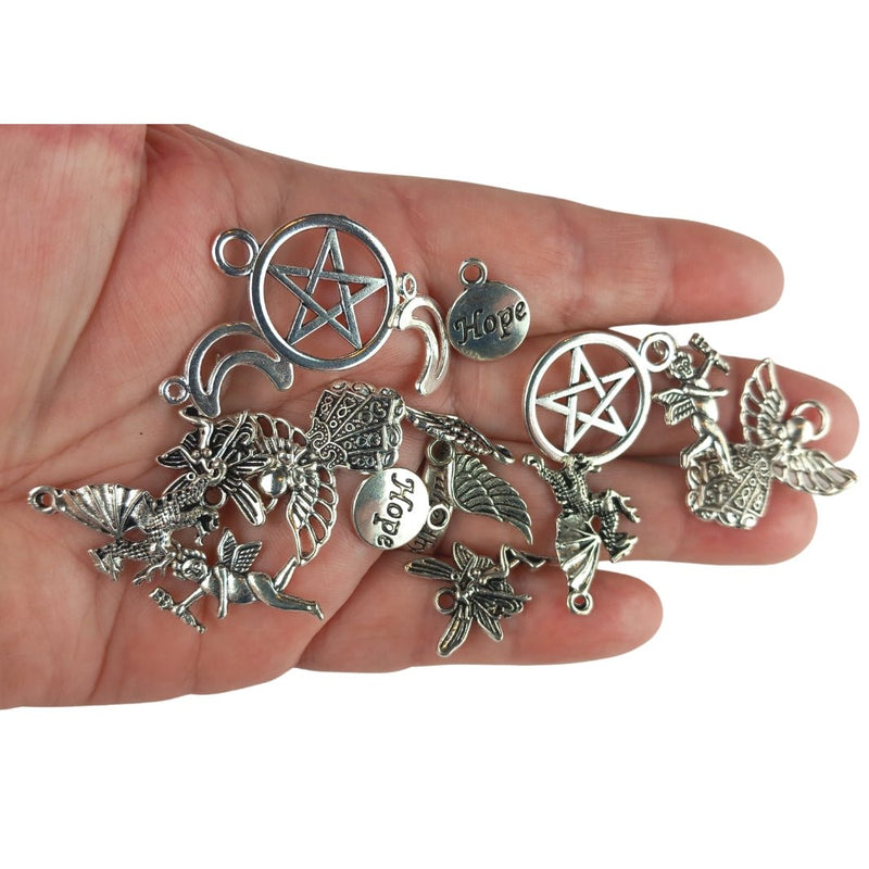 Charm Jewellery Making Starter Set, Assorted Silver Colour Charms - TK Emporium