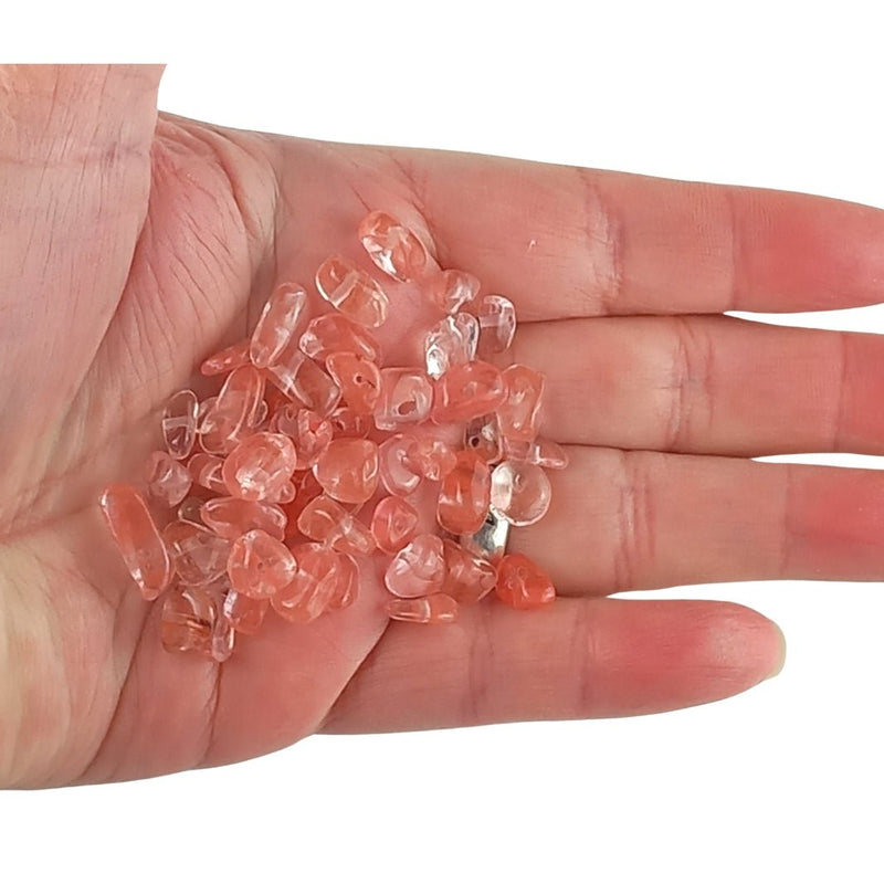Cherry Quartz Gemstone Crystal Bead Chips - Full Strand / Bag of 50 Pieces - TK Emporium