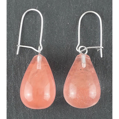 Cherry Quartz Pink/Red Crystal Gemstone Chunky Teardrop Earrings - TK Emporium