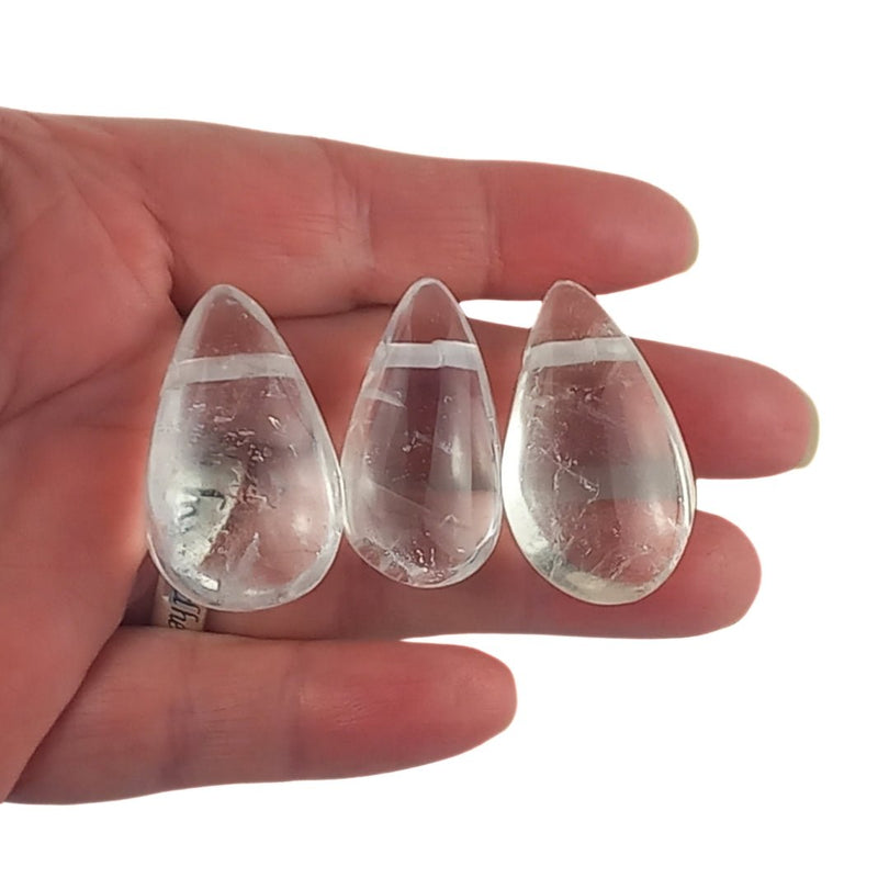 Clear Quartz Crystal Teardrop Beads with Large 2 mm Drilled Hole - TK Emporium