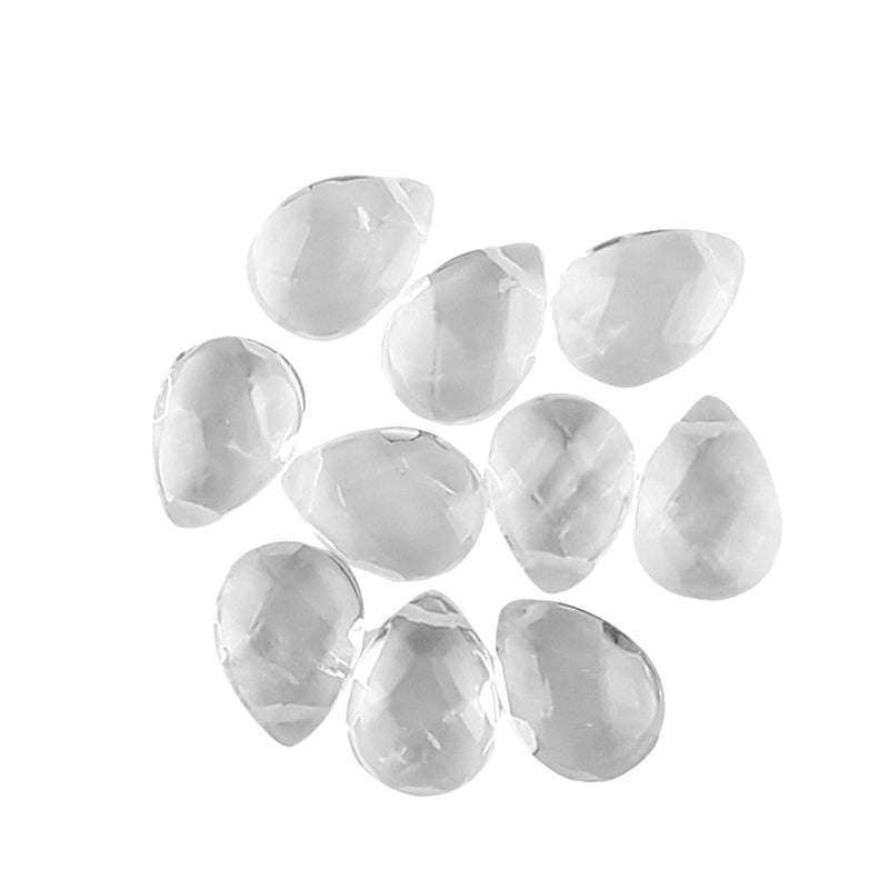 Clear Quartz (Rock Crystal) 18 x 13mm Faceted Teardrop Gemstone Beads - TK Emporium
