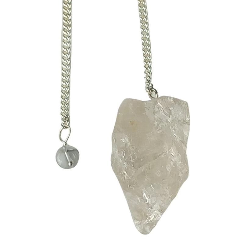 Clear Quartz (Rock Crystal) Rough Point Crystal Dowsing Pendulum - TK Emporium