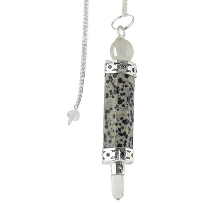 Dalmatian Stone (Jasper) 3-Piece Wand Shape Crystal Dowsing Pendulum - TK Emporium