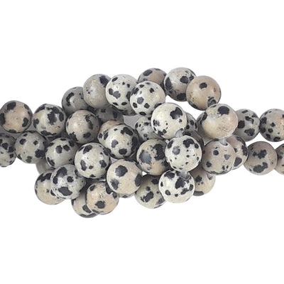 Dalmatian Stone (Jasper) Beads - 8mm - Large 2mm Hole - TK Emporium