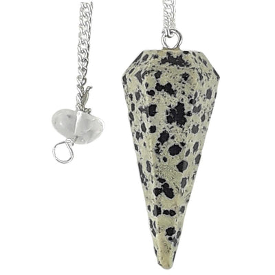 Dalmatian Stone (Jasper) Faceted Cone Shape Crystal Dowsing Pendulum - TK Emporium