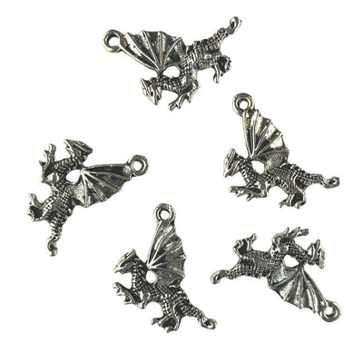 Dragon Charm Pendant 24 x 13 mm Tibetan Silver Zinc Alloy Metal - TK Emporium