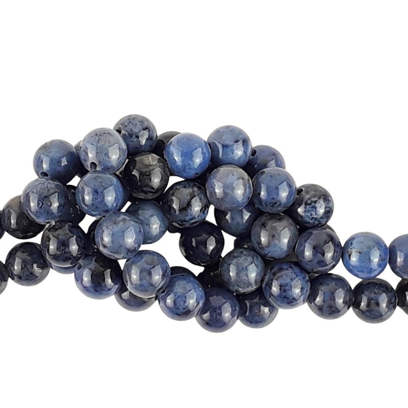Dumortierite 8mm Gemstone Beads with Large 2mm Hole, Round Blue Beads - TK Emporium
