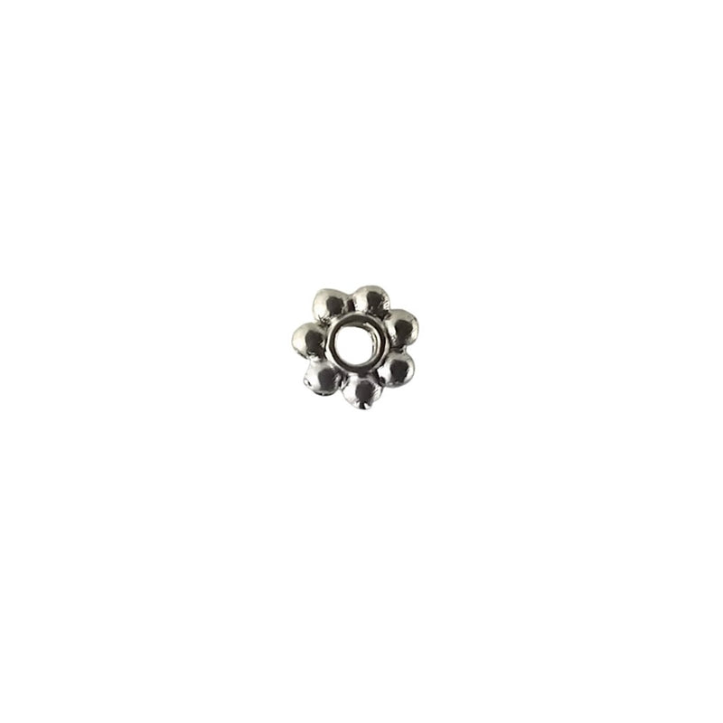 Flower Design 6 mm Tibetan Zinc Alloy Silver Colour Metal Spacer Beads - TK Emporium