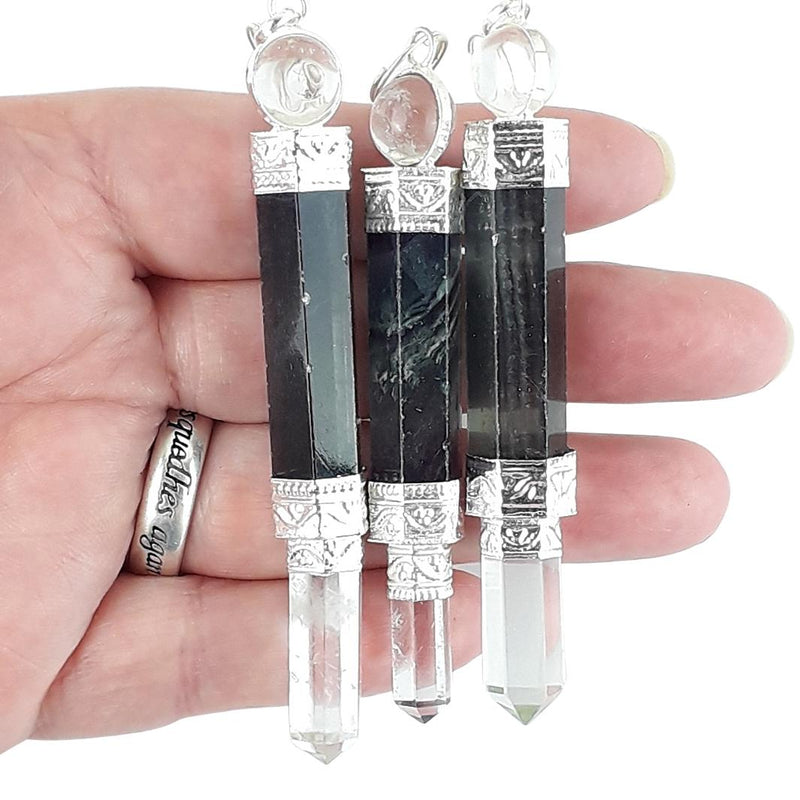 Fluorite 3-Piece Wand Shape Crystal Dowsing Pendulum, Gemstone Dowser - TK Emporium