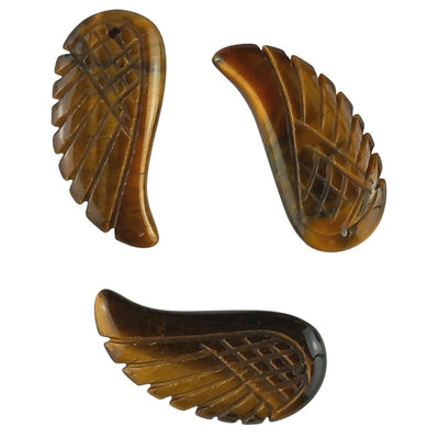 Gold Tigers Eye Carved Feather Shape Crystal Gemstone Bead - 1 mm Hole - TK Emporium