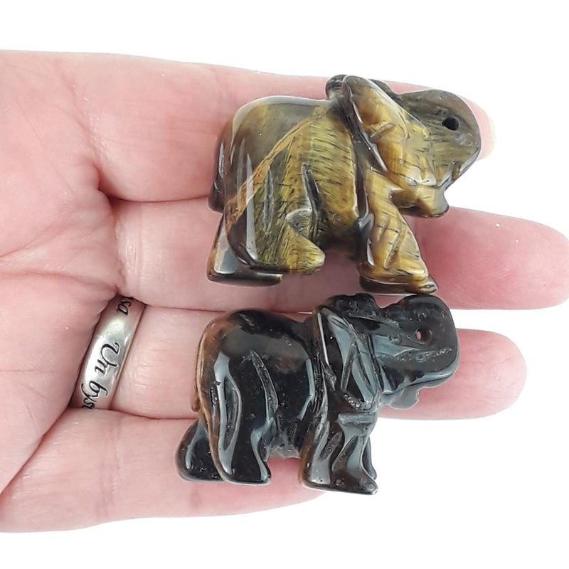 Gold Tigers Eye Crystal Elephant, Gemstone Ornament - Choice of Sizes - TK Emporium