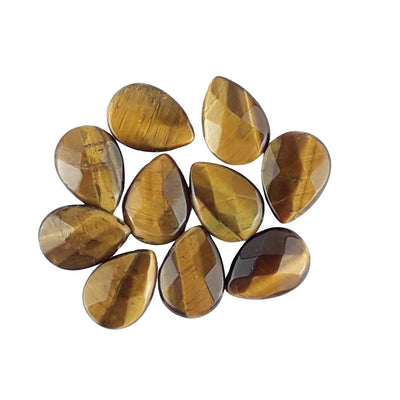 Gold Tigers Eye Small 18 x 13 mm Faceted Teardrop Shape Gemstone Beads - TK Emporium