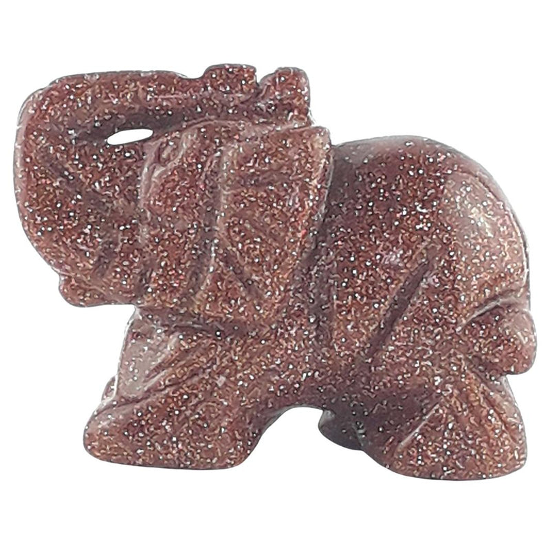 Goldstone Crystal Elephant Ornament, Gemstone Figurine - Size Choice - TK Emporium