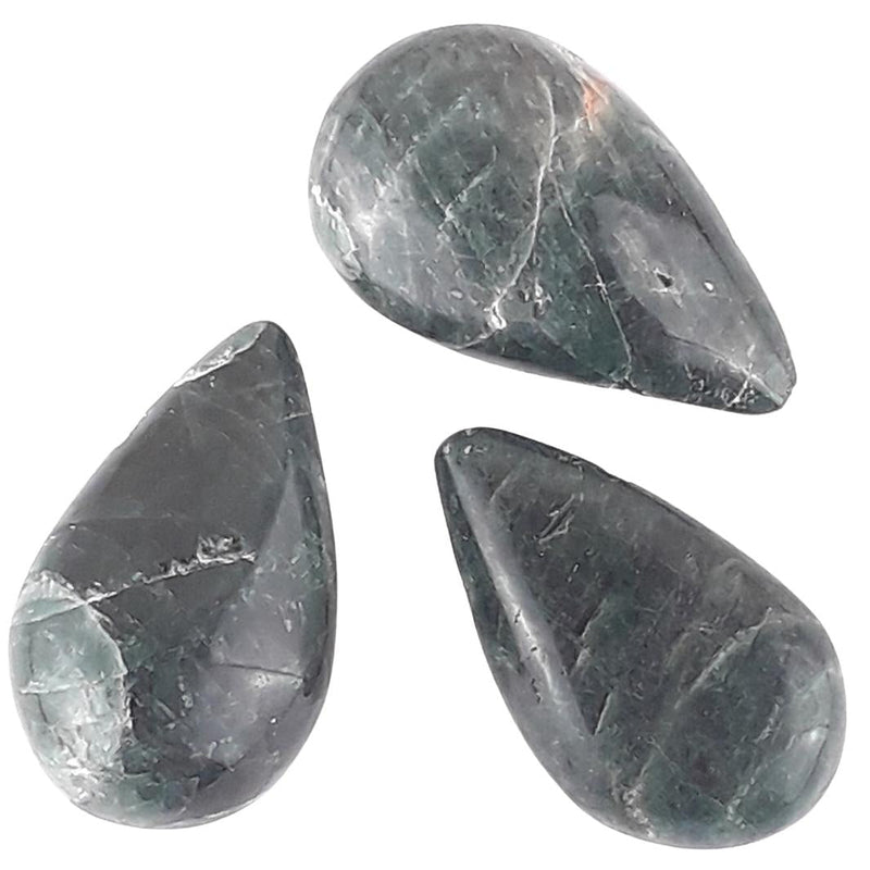 Green Apatite Crystal Teardrop Beads with Large 2mm Drilled Hole - TK Emporium