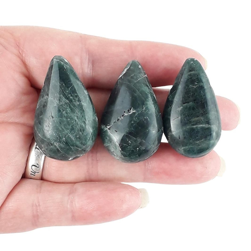 Green Apatite Crystal Teardrop Beads with Large 2mm Drilled Hole - TK Emporium