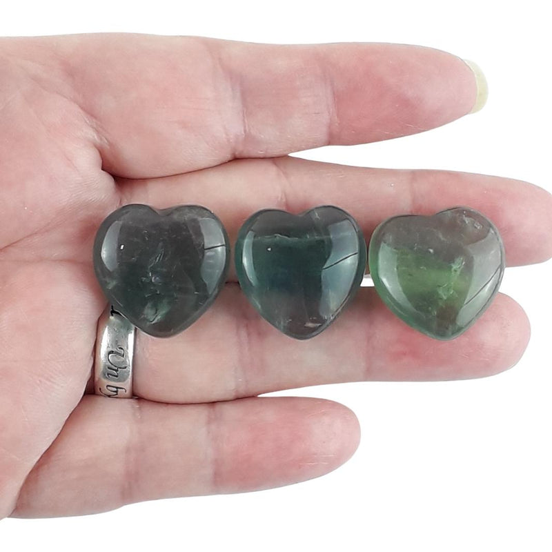 Green Fluorite Crystal Heart from Mexico, Extra Small Gemstone Heart - TK Emporium