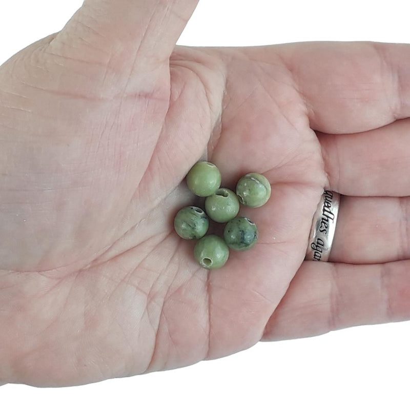Green Jade Beads - 8mm - Large 2mm Hole - TK Emporium