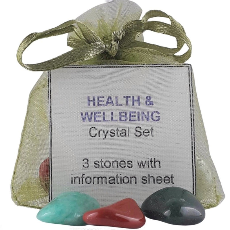 Health & Wellbeing Crystal Set, 3 Stones with Information Sheet - TK Emporium