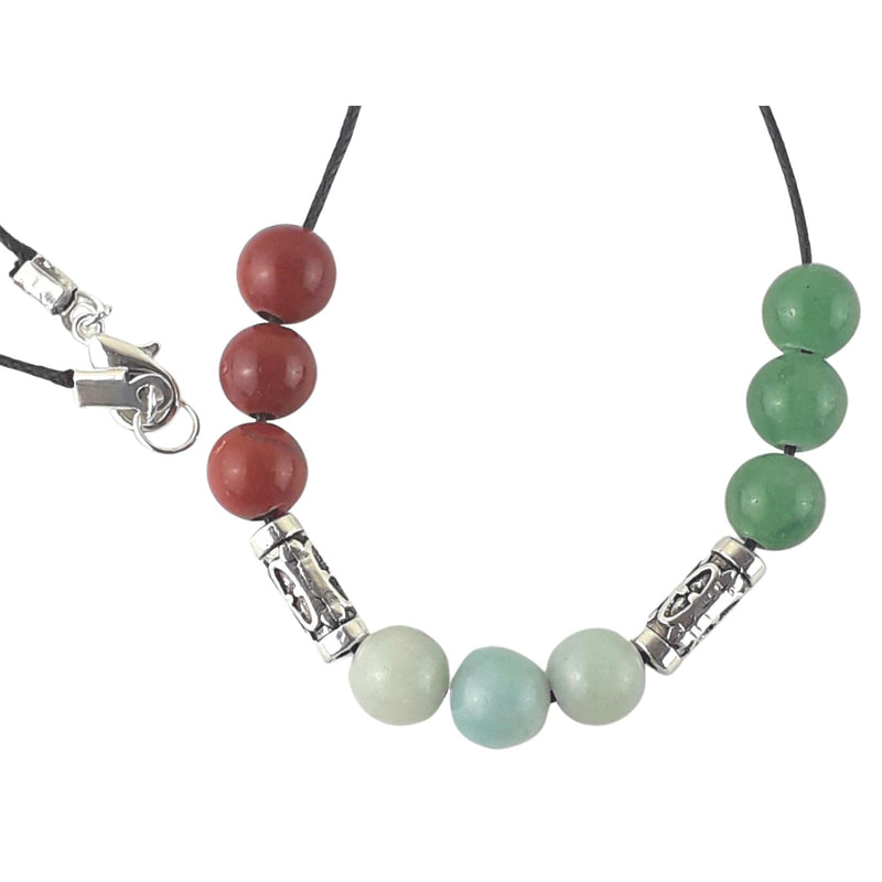 Health & Wellbeing Necklace on Black Cord with 8 mm Gemstone Beads - TK Emporium