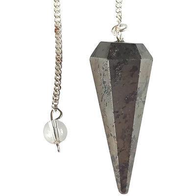 Hematite Faceted Cone Shape Crystal Gemstone Dowsing Pendulum - TK Emporium