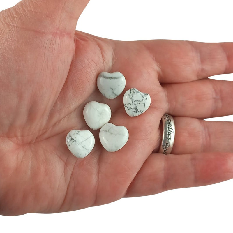 Howlite Small 12 mm Heart Shape Carved Crystal Gemstone Beads - TK Emporium