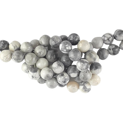 Howlite White A Grade Round 8 mm Gemstone Beads with 1 mm Hole - TK Emporium