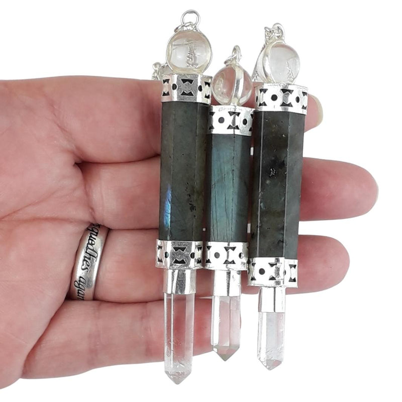 Labradorite 3-Piece Wand Shape Crystal Dowsing Pendulum - TK Emporium