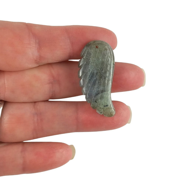 Labradorite Carved Feather Shape Crystal Gemstone Bead - 1 mm Hole - TK Emporium
