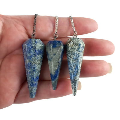 Lapis Lazuli Faceted Cone Shape Crystal Gemstone Dowsing Pendulum - TK Emporium