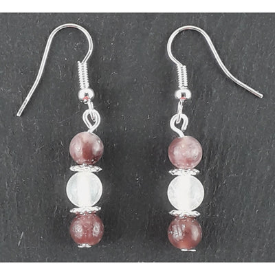 Lepidolite and Selenite Crystal Earrings for Peace and Stress Relief - TK Emporium
