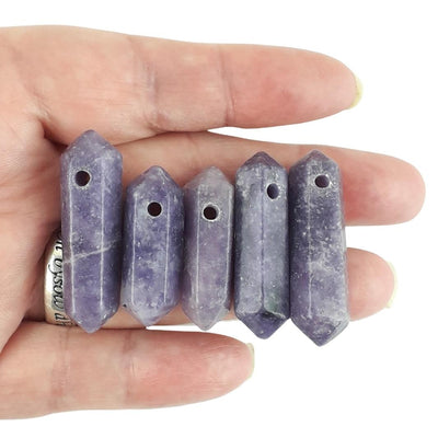 Lepidolite Purple Double Terminated Gemstone Beads - Choice of Sizes - TK Emporium