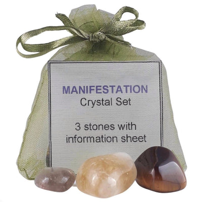 Manifestation Law of Attraction Crystal Set, 3 Stones with Information - TK Emporium
