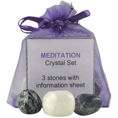 Meditation Crystal Set, 3 Stones with Information to Help You Meditate - TK Emporium