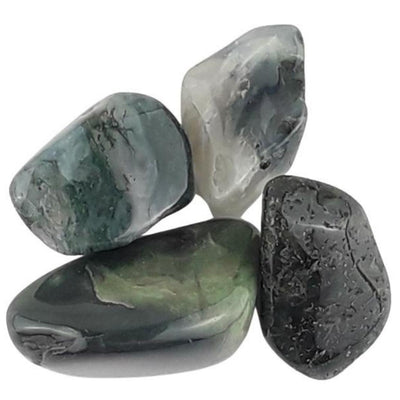 Moss Agate Crystal Tumblestones from Brazil, Green Tumbled Stones - TK Emporium