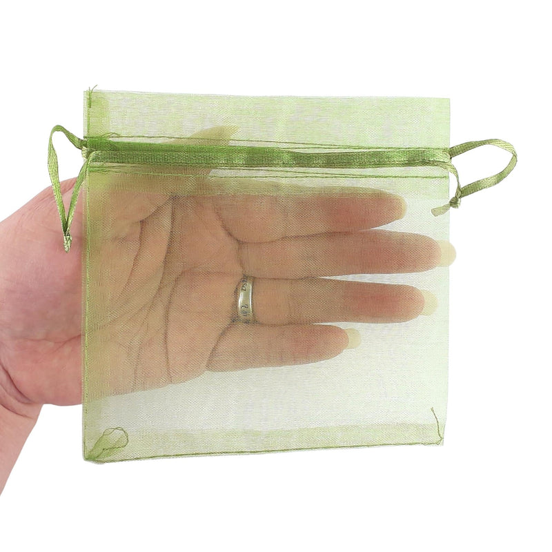 Organza Sheer Crystal Storage Gift Bag 12 x 12 cm - Green - TK Emporium