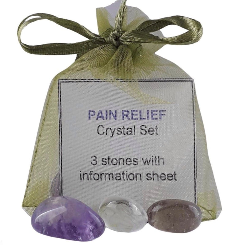 Pain Relief Crystal Set, 3 Stones with Information to Relieve Pain - TK Emporium
