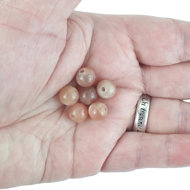 Peach Moonstone Round 8 mm Gemstone Beads with Large 2 mm Hole - TK Emporium