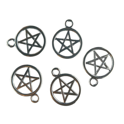 Pentacle Pentagram Charm Pendant 25 x 20 mm Tibetan Silver Zinc Alloy - TK Emporium