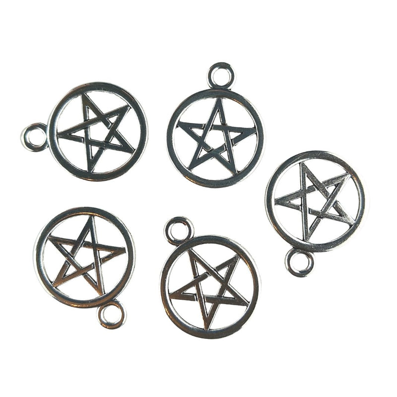Pentacle Pentagram Charm Pendant 25 x 20 mm Tibetan Silver Zinc Alloy - TK Emporium