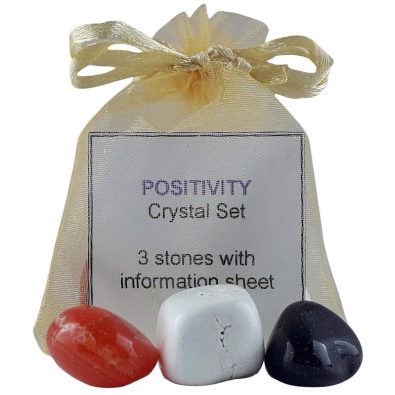 Positivity Crystal Set, 3 Stones with Information - Be More Positive - TK Emporium